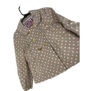 Rare Vintage Y2K Juicy Couture Polka Dot Baby Doll Crop Swing Jacket S RV10323